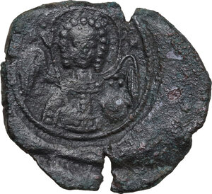 obverse: Isaac II Angelus, First reign (1185-1195).. AE Tetarteron. Thessalonica mint