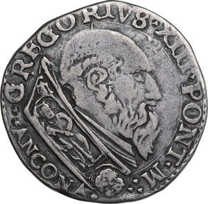 obverse: Ancona.  Gregorio XIII (1572-1585), Ugo Boncompagni. Testone