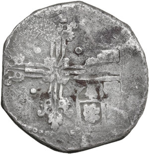 reverse: Cagliari.  Filippo IV di Spagna (1621-1665). Da 10 reali maltagliato ribattuto su moneta spagnola