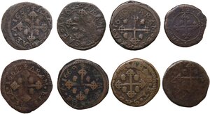reverse: Cagliari.  Carlo III di Spagna (1708-1718). Lotto di otto (8) monete da 3 cagliaresi