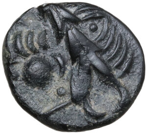 obverse: Celtic, Danubian Region. BI Unit or Drachm, imitating Philip II.  Kugelwange  Type. Struck by the Skordoski in Syrmia. c. 2nd-1st centuries BC