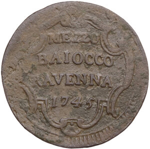 reverse: Ravenna.  Benedetto XIV (1740-1758), Prospero Lambertini . Mezzo baiocco 1745