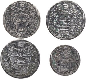 obverse: Roma. Lotto di quattro (4) monete: Innocenzo XI grosso nocet minus 1688 (2 tipi differenti), mezzo grosso nocet minus 1688 e Innocenzo XII grosso peccata redime 1692