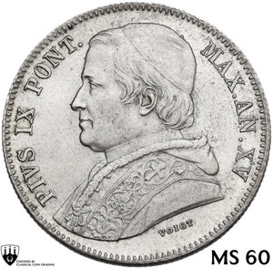 obverse: Roma.  Pio IX (1846-1870). 20 baiocchi 1861 A. XV