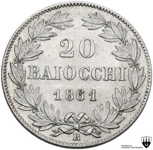 reverse: Roma.  Pio IX (1846-1870). 20 baiocchi 1861 A. XV
