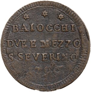 reverse: San Severino.  Pio VI (1775-1799), Giovanni Angelo Braschi. Sampietrino da due baiocchi e mezzo 1796