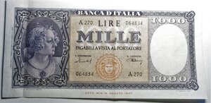 obverse: 1000 lire 1947
