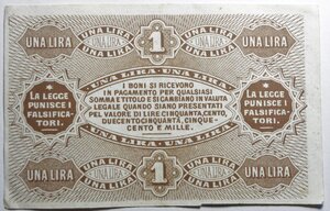 reverse: Cartamoneta.Banca di Romagna.Bologna.1Lira.1872.SPL.gs