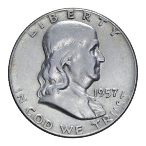 obverse: AMERICA MEZZO DOLLARO 1957 FRENKLIN AG. 12,32 GR. BB+