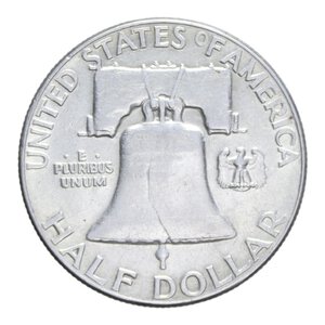 reverse: AMERICA MEZZO DOLLARO 1957 FRENKLIN AG. 12,32 GR. BB+