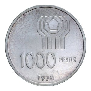 reverse: ARGENTINA 1000 PESOS 1978 AG. 10 GR. PROOF (PATINATA + SEGNETTI)
