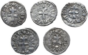 reverse: Hungary.  Louis I, the Great (1342-1382).. Lot of 5 AR Denars