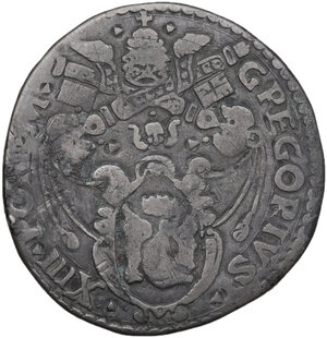 obverse: Italy .  Gregorio XIII (1572-1585), Ugo Boncompagni. AR Testone, Ancona mint