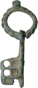 reverse: Bronze key.  Roman.  59 mm