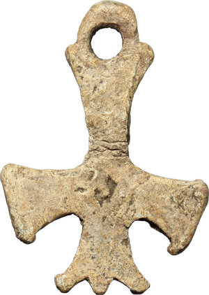 reverse: Lead Christian Cross pendant.  Late Roman/Byzantine, 4th-9th century AD.  47 x 33 mm