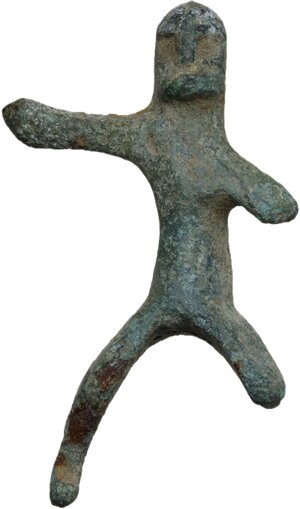 obverse: Bronze rider statuette. Votive figurine.  Migration period. Balkanic.  45x28 mm