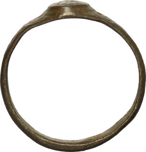 reverse: Bronze ring, the bezel richly decorated   Middle ages.  Size 19.5 mm