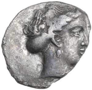 obverse: Bruttium, Terina. AR Triobol, c. 400-356 BC