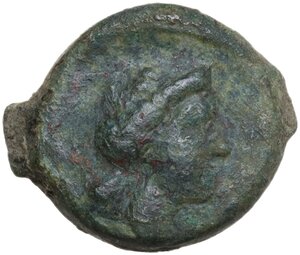 obverse: Eryx. AE 16 mm, c. 4th century BC. Siculo-Punic coinage