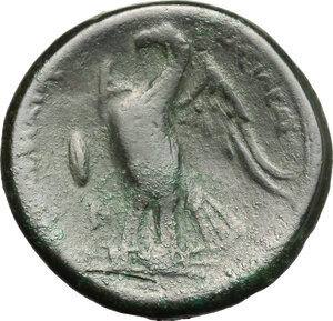 reverse: Uncertain mint, Syracuse (?).  Hieron II (274-216 BC).. AE Obol imitating Ptomlemy II Philadelphos 285-246 BC