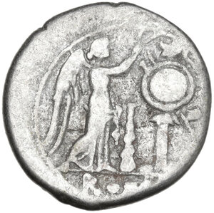 reverse: Club series. AR Victoriatus, uncertain Lucanian mint (Venusia?), 208 BC