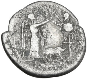 reverse: Sow series. AR Victoriatus, Capua mint, 205 BC