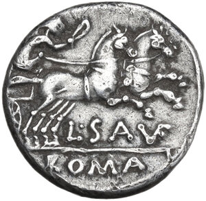 reverse: L. Saufeius. Denarius, 152 BC