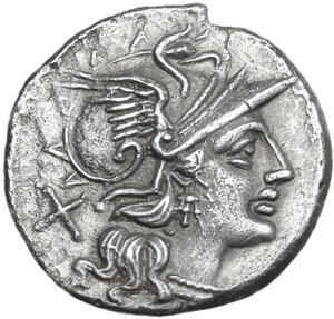 obverse: Pinarius Natta. Denarius, 149 BC