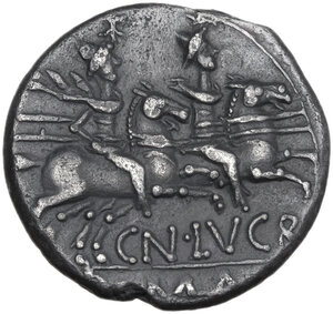 reverse: Cn. Lucretius Trio. Denarius, 136 BC