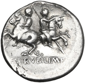 reverse: C. Servilius M.f.. Denarius, 136 BC