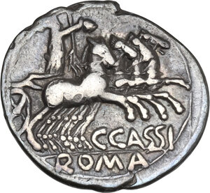 reverse: C. Cassius. AR Denarius, 126 BC