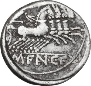 reverse: M. Fannius C.f.. Denarius, 123 BC