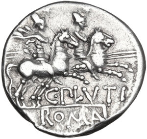 reverse: C. Plutius. Denarius, 121 BC