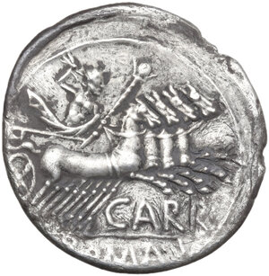 reverse: Cn. Papirius Carbo. Denarius, 121 BC
