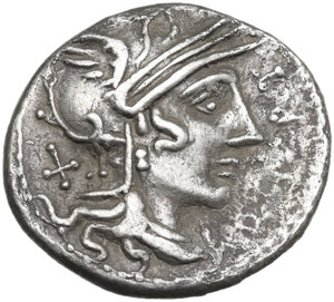 obverse: Q. Curtius and M. Silanus . Denarius, 116 or 115 BC