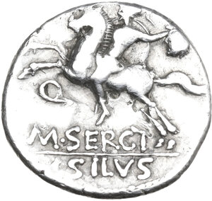 reverse: M. Sergius Silus. Denarius, 116 or 115 BC