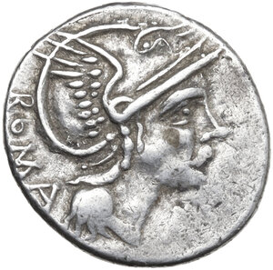 obverse: L. Flaminius Chilo.. AR Denarius, 109-108 BC