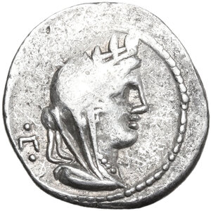 obverse: C. Fabius C. f. Hadrianus.. Denarius, 102 BC