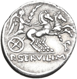 reverse: P. Servilius M.f. Rullus. Denarius, 100 BC