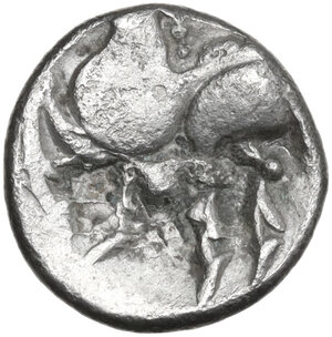 reverse: Celtic, Danubian Region. AR Unit or Drachm, imitating Philip II.  Kugelwange  Type. Struck by the Skordoski in Syrmia. c. 2nd-1st centuries BC