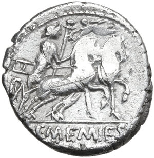 reverse: L. and C. Memmius L. f. Galeria. Denarius, 87 BC