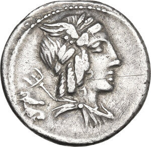 obverse: L. Julius Bursio. . AR Denarius, 85 BC