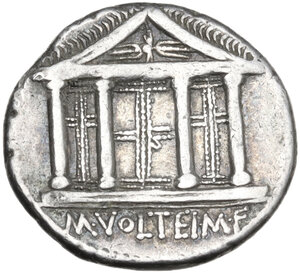 reverse: M. Volteius M.f.. Denarius, 78 BC