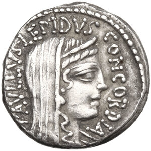 obverse: L. Aemilius Lepidus Paullus.. AR Denarius, Rome mint, 62 BC