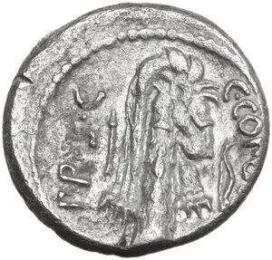 reverse: Q. Sicinius with C. Coponius. Denarius, mint moving with Pompey, 49 BC