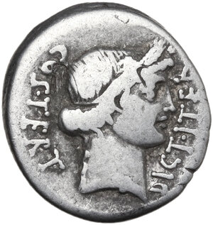 obverse: Julius Caesar. Denarius, uncertain mint, 46 BC