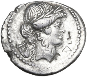 obverse: P. Clodius M. f. Turrinus. Denarius, 42 BC
