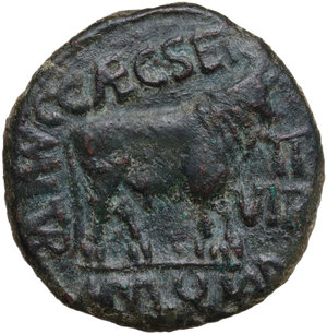 reverse: Tiberius (14-37).. AE As, Tarazona mint