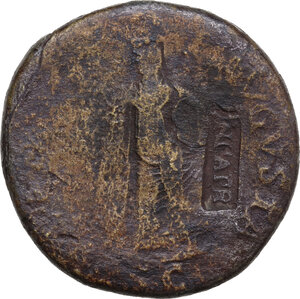 reverse: Vespasian (69-79).. AE Sestertius (of Claudius). Countermark applied during the reign of Vespasian, AD 69-79(?)