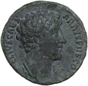obverse: Marcus Aurelius as Caesar (139-161).. AE As, 145 AD